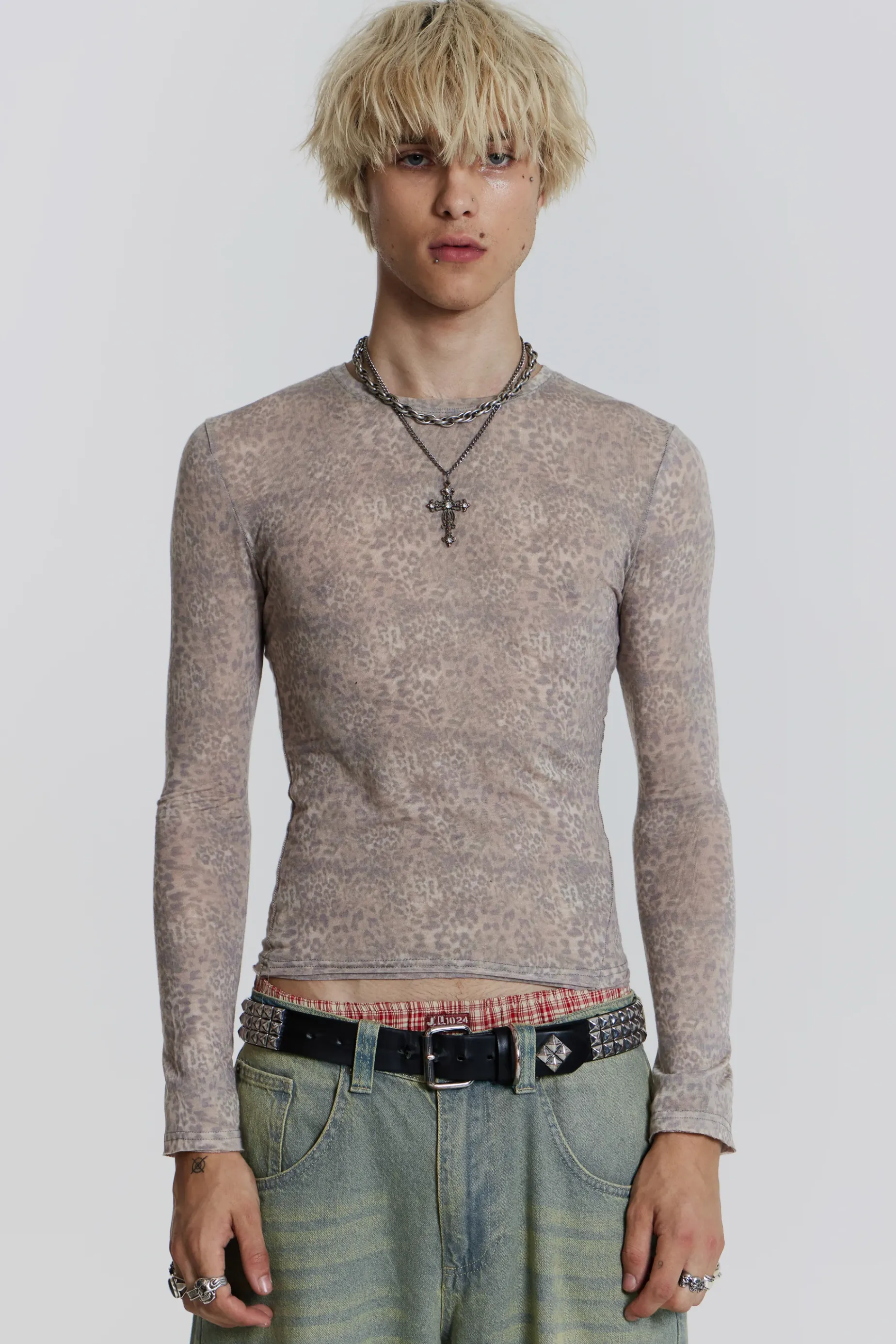 Jaded London Leopard Mist Long Sleeve Top- T-shirts & Vests | Tops