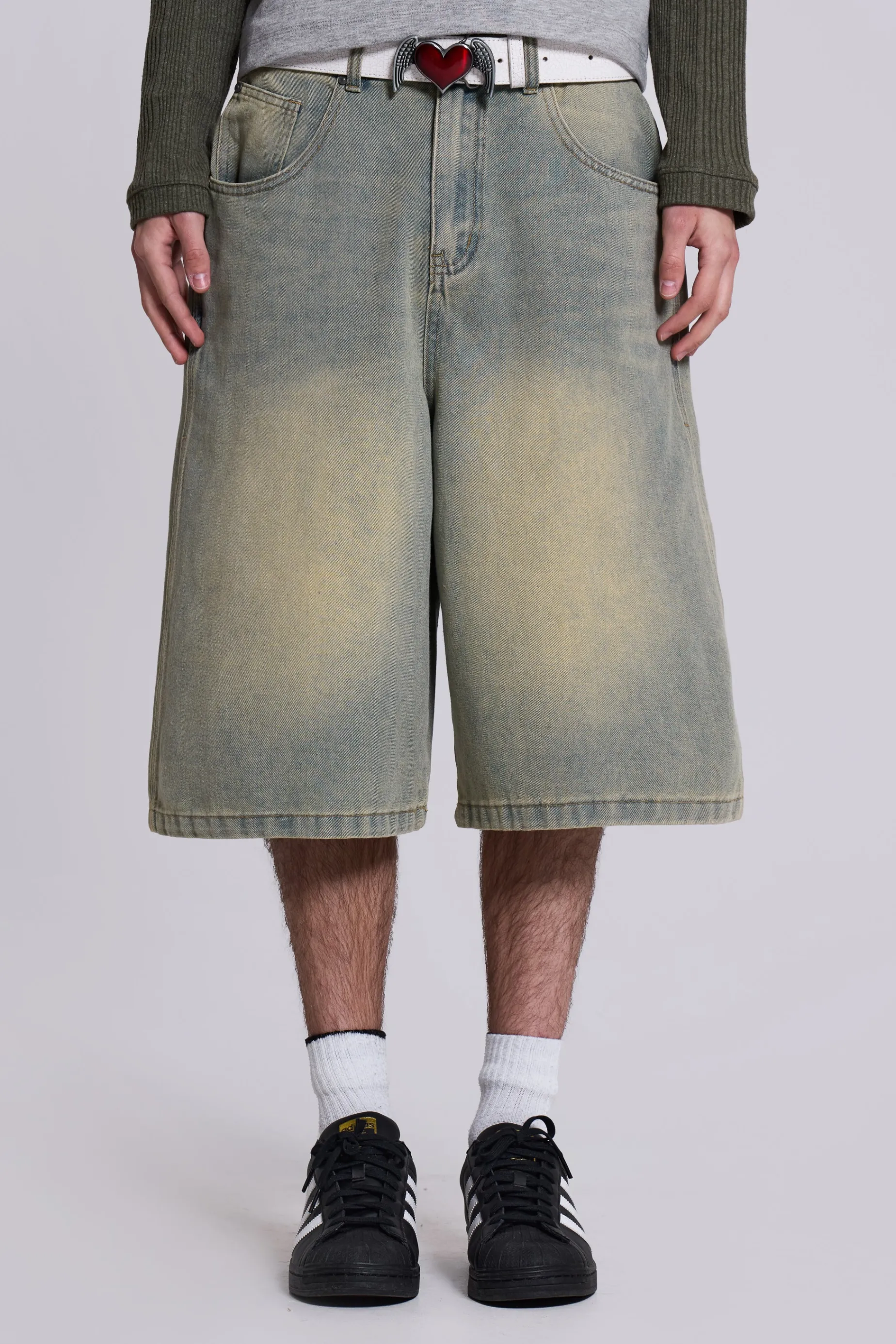 Jaded London Light Wash Jumbo Jorts- Jorts & Shorts | Jorts