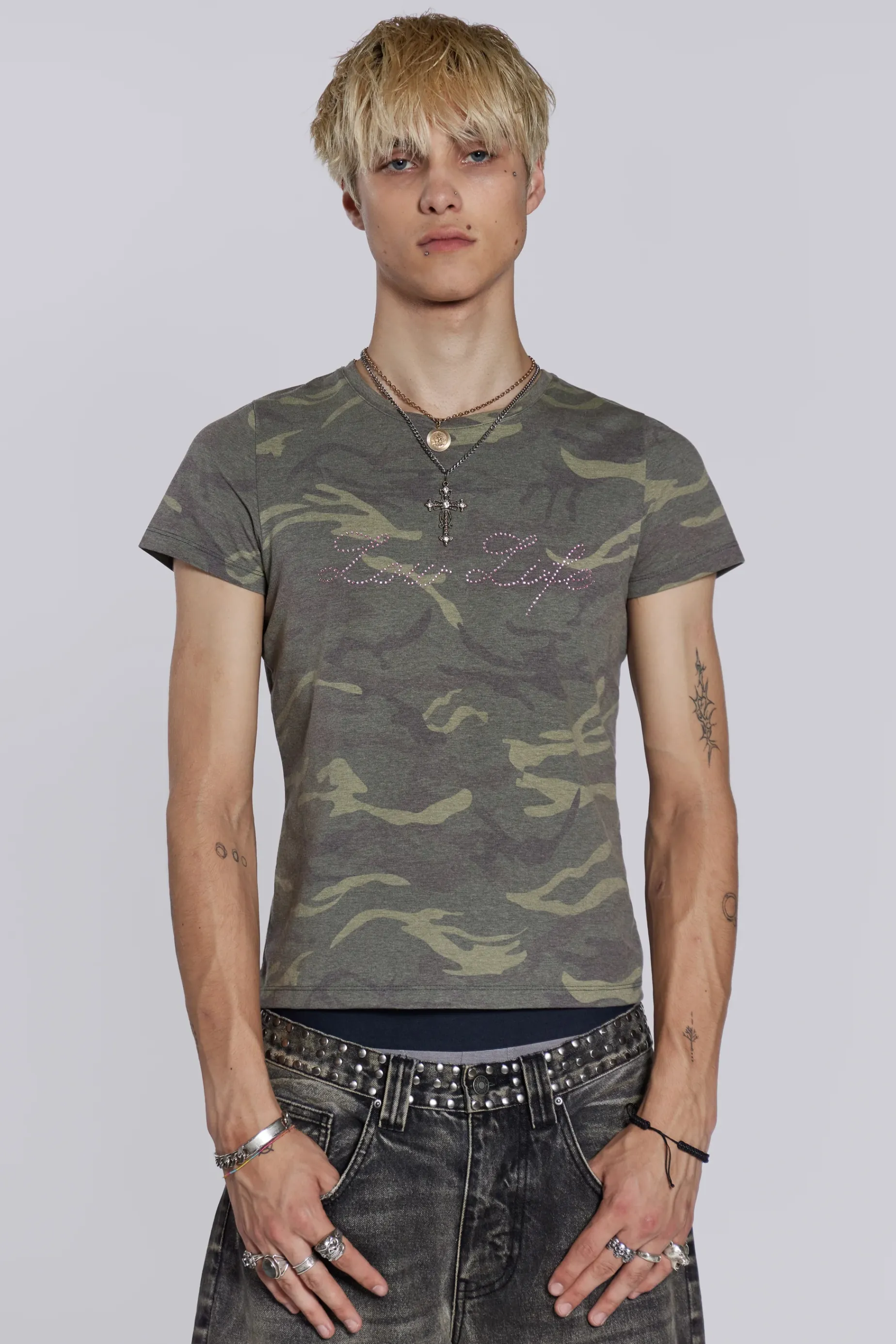 Jaded London Low Life Camo Tee- T-shirts & Vests | Tops