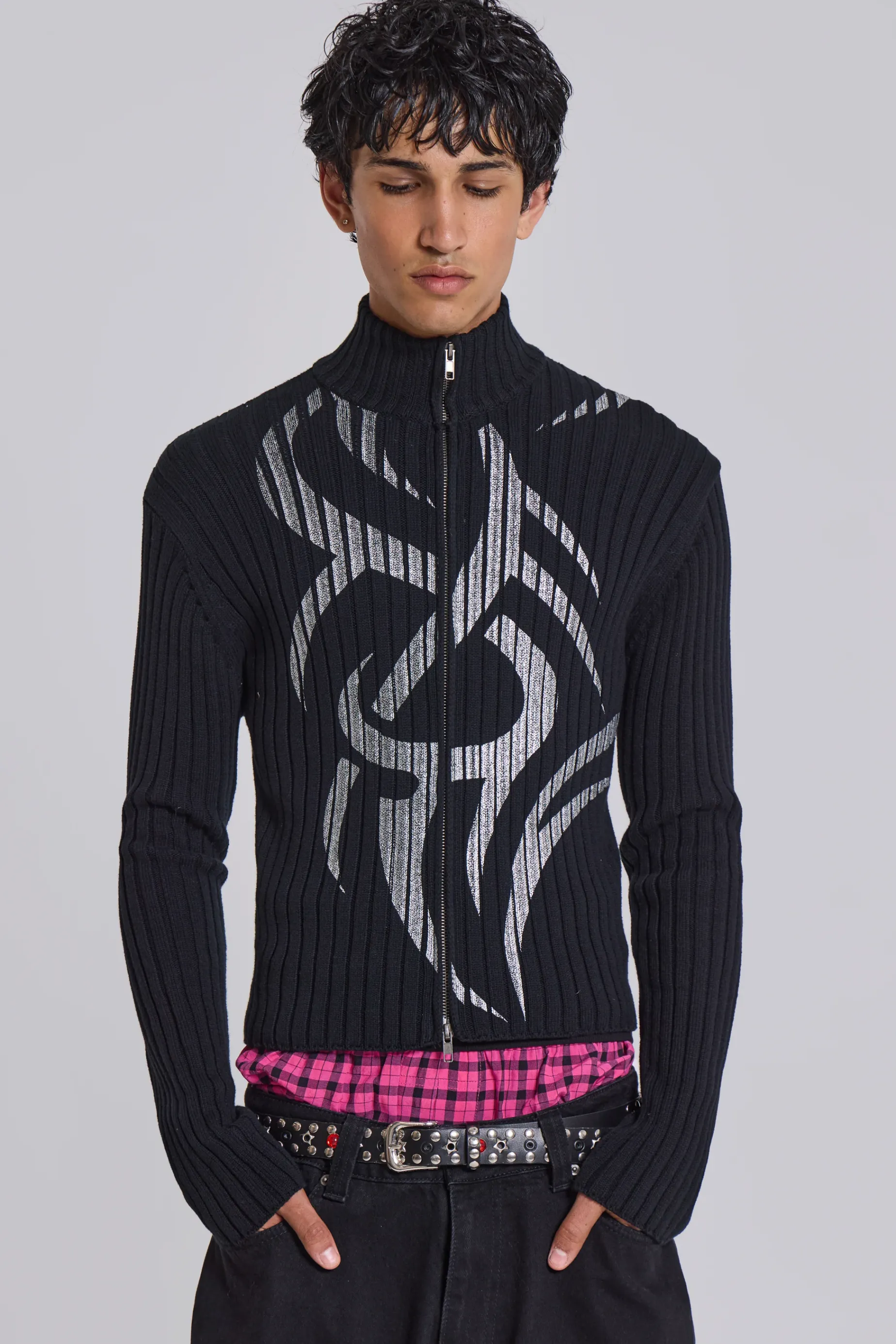 Jaded London Lucid Blade Knit Track Top- Knitwear | Knitwear