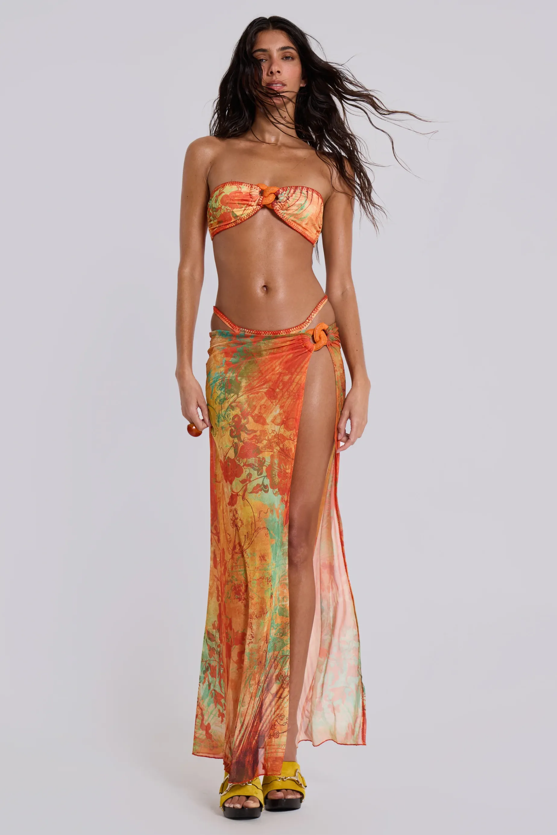 Jaded London Mari Asymmetric Maxi Skirt With Rattan Trim-Women Beach Cover Ups | Beach Skirts & Dresses