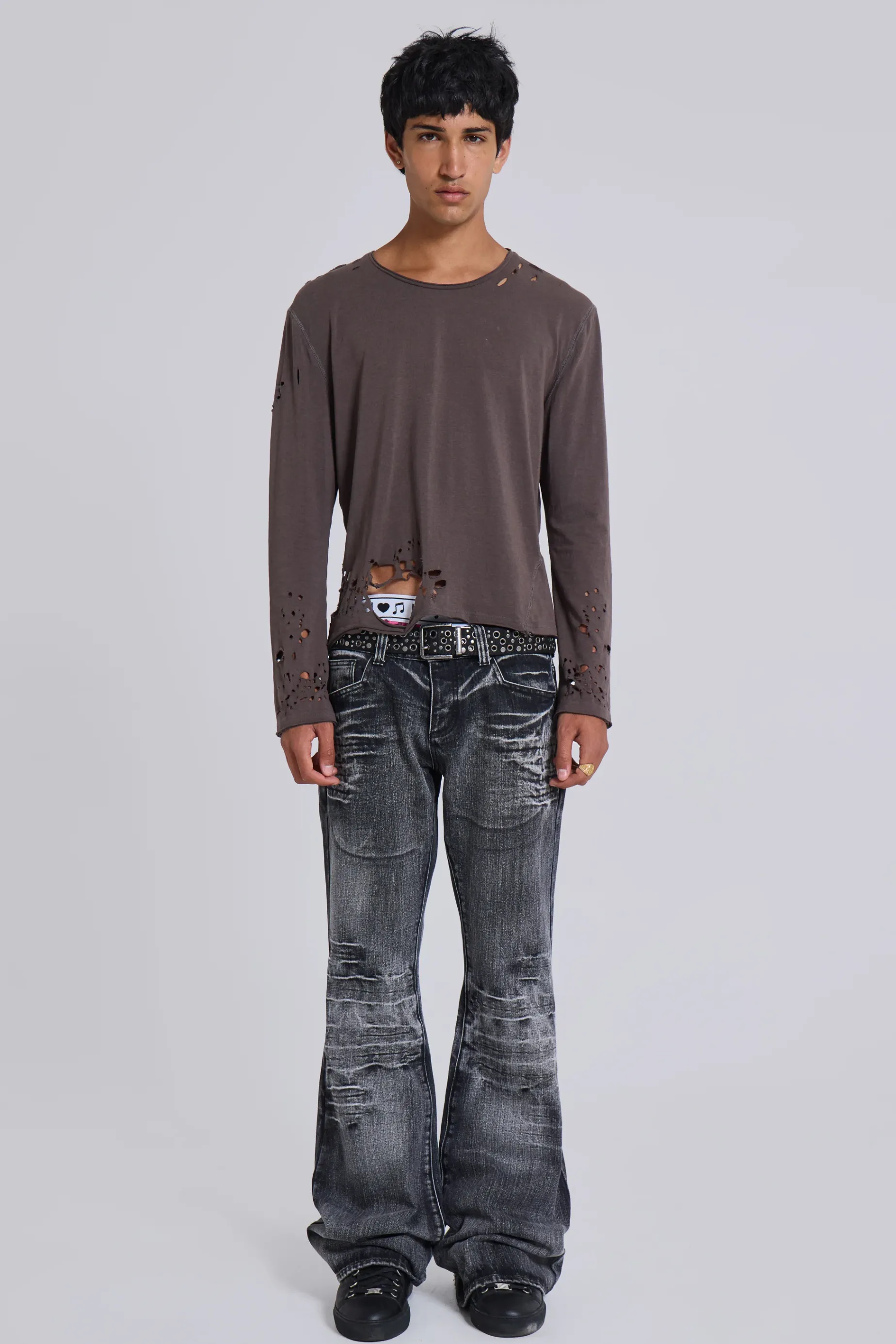 Jaded London Mauve Bitten Long Sleeve- T-shirts & Vests | Tops