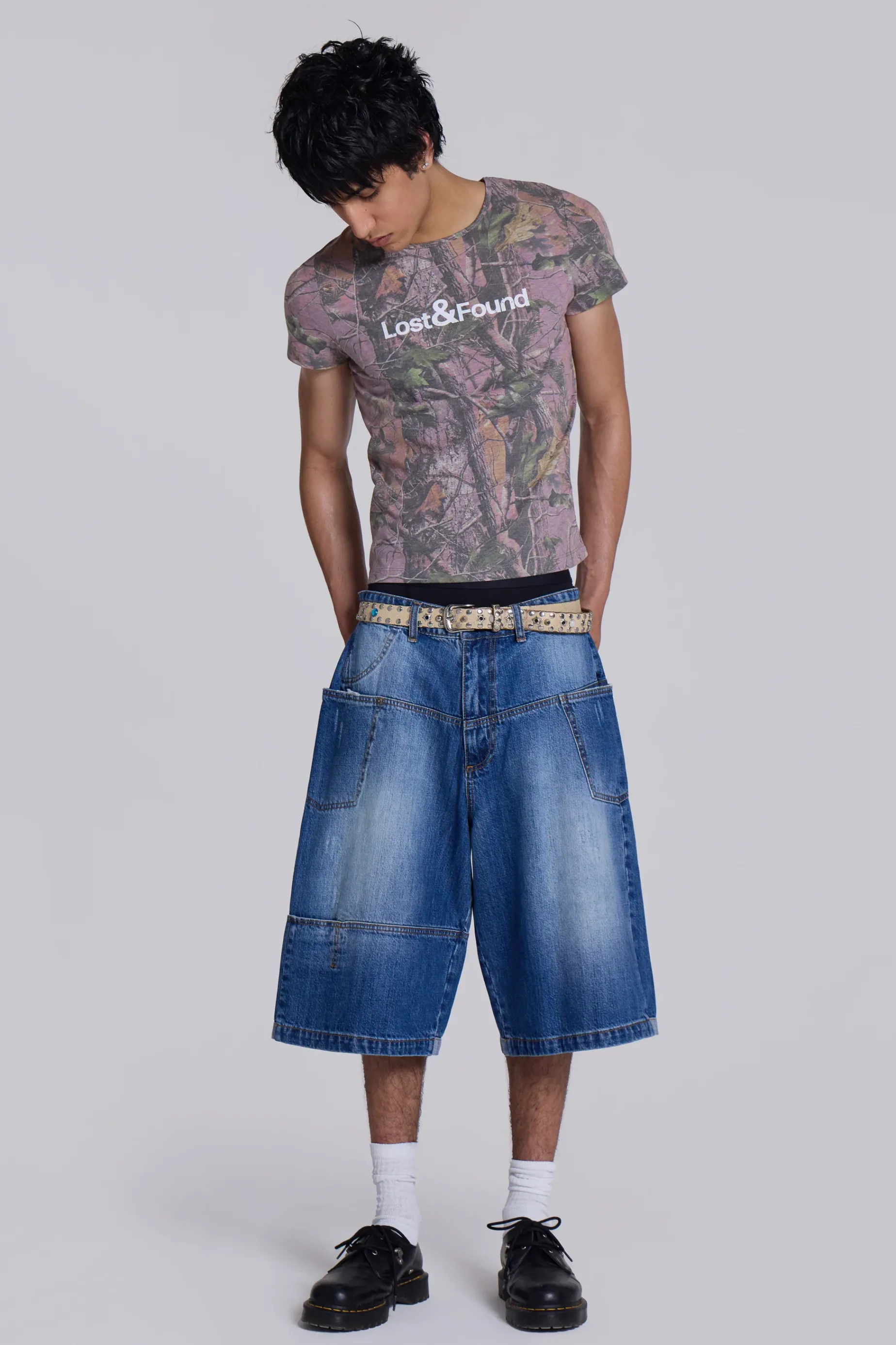 Jaded London Mid Blue Mason Jorts- Jorts & Shorts | Jorts