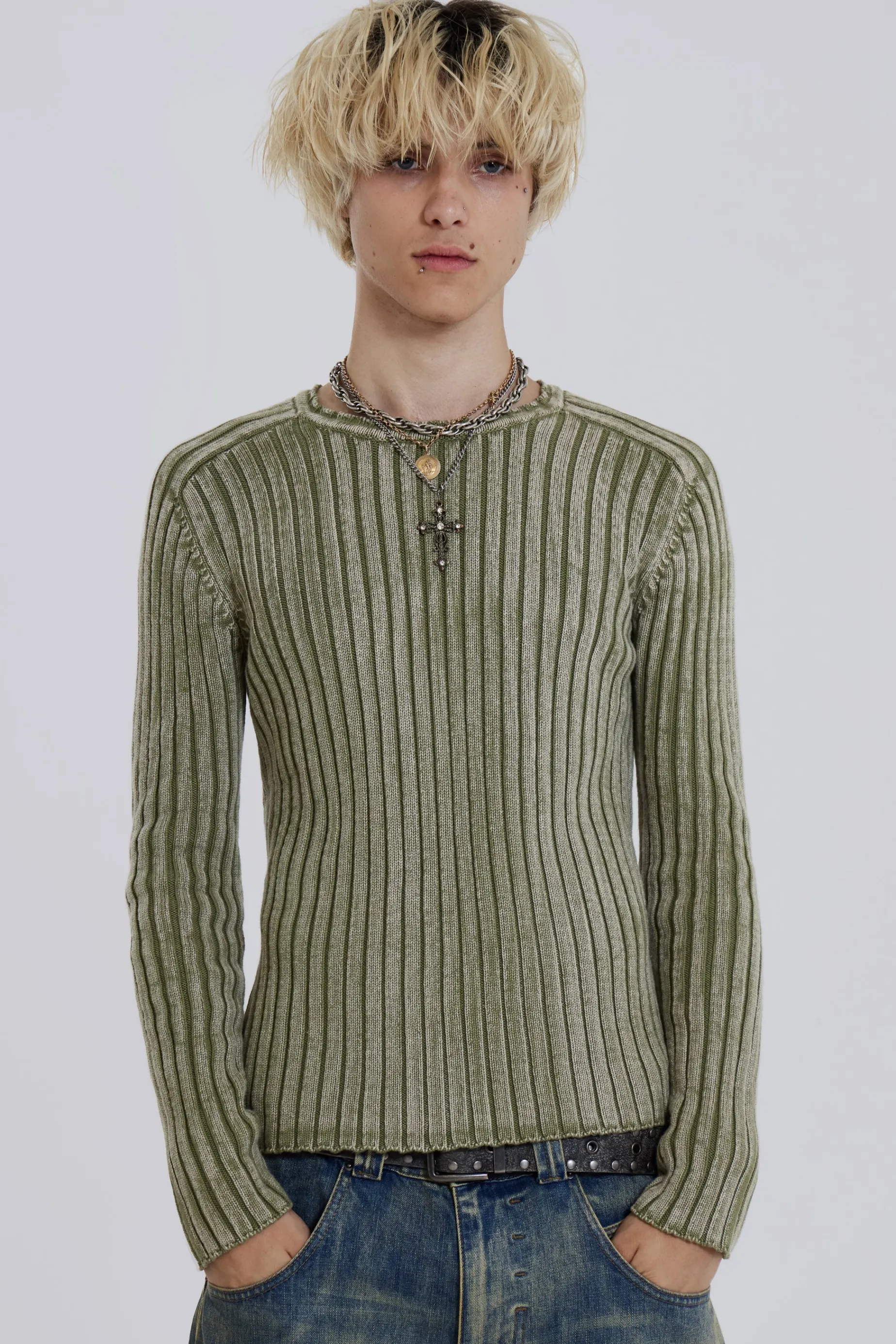 Jaded London Moss Green Vault Knit- Knitwear | Knitwear