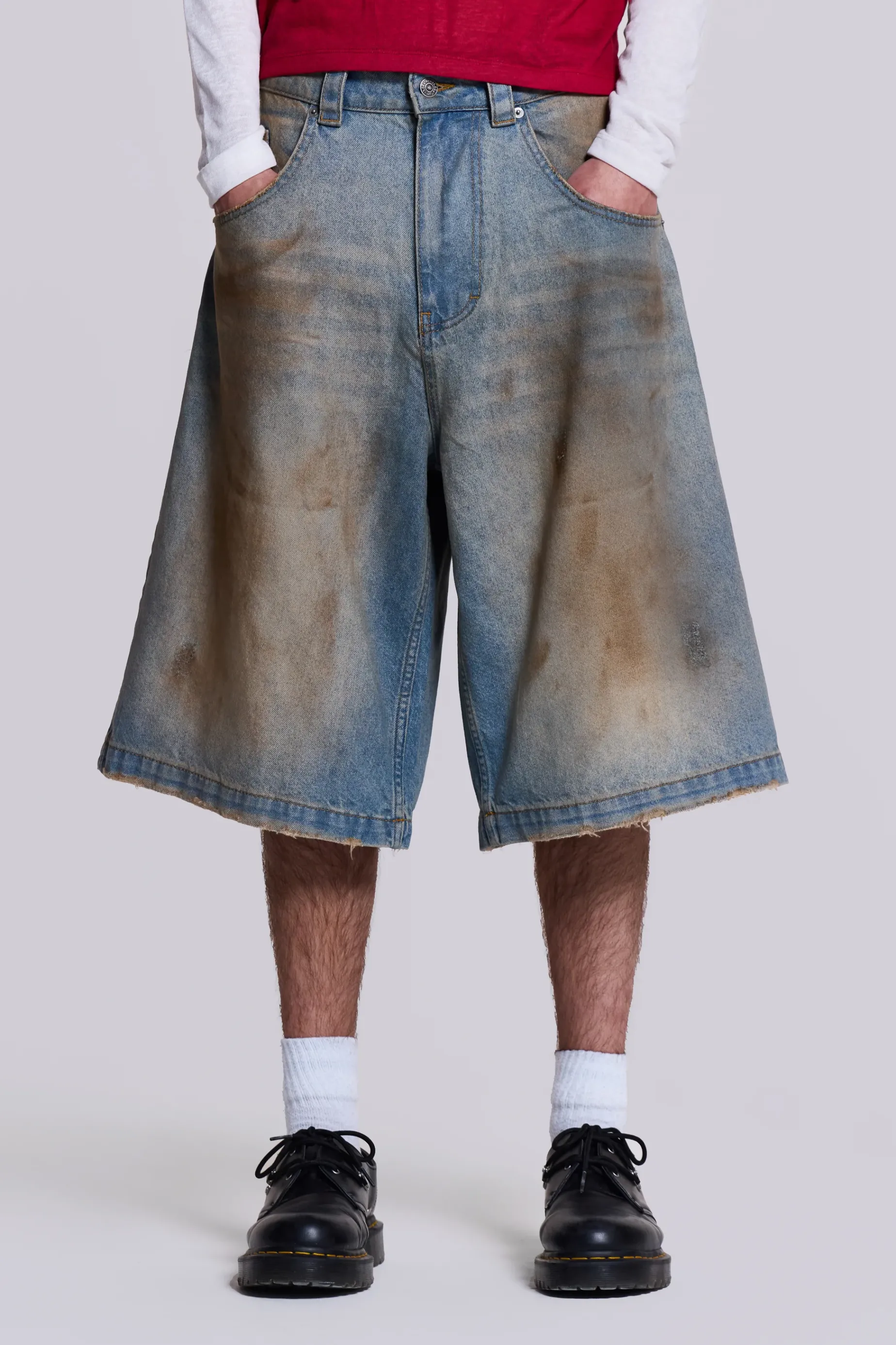 Jaded London Mud Wash Colossus Jorts- Jorts & Shorts | Jorts