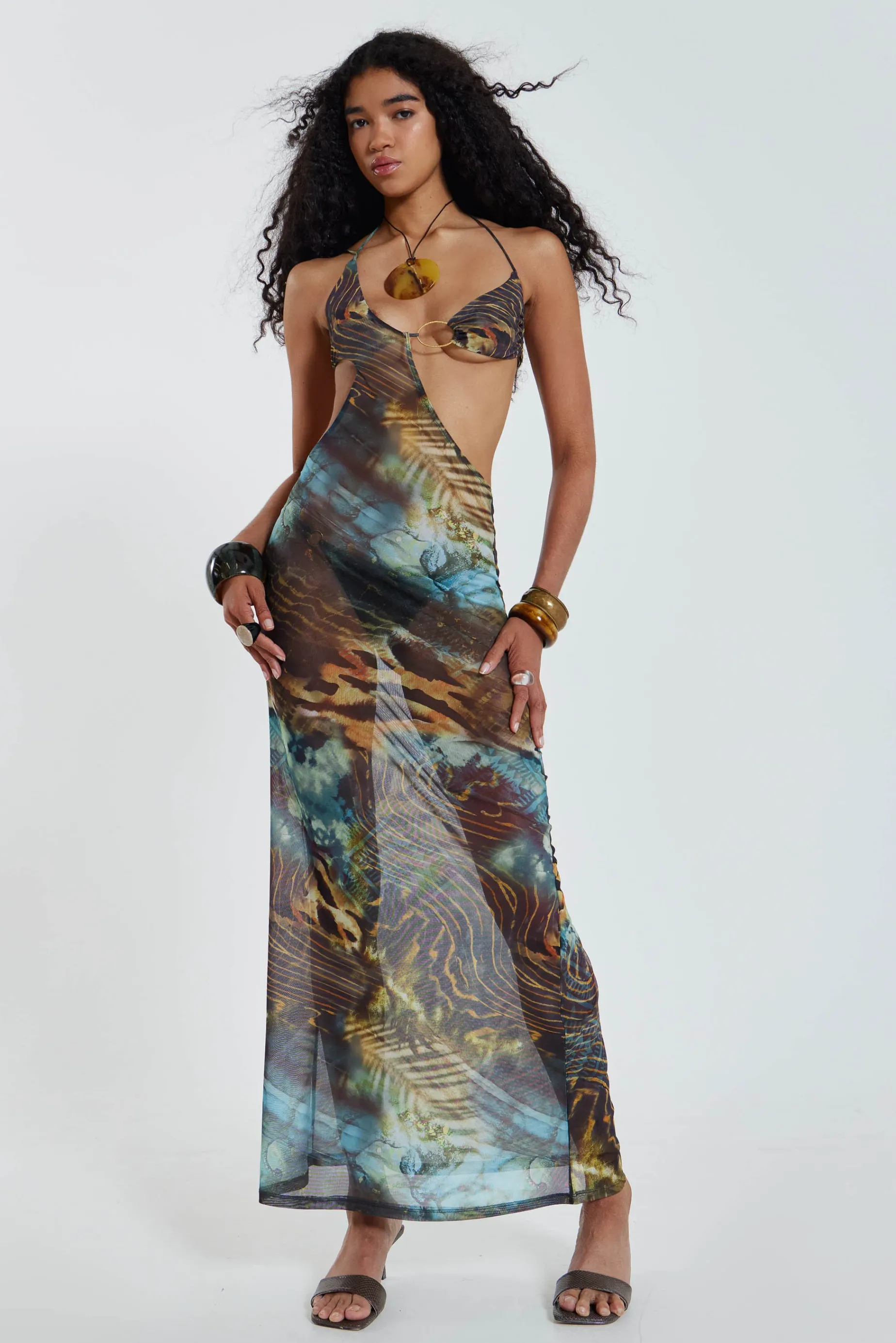 Jaded London Oceana Mesh Maxi Dress-Women Beach Cover Ups | Maxi Dresses