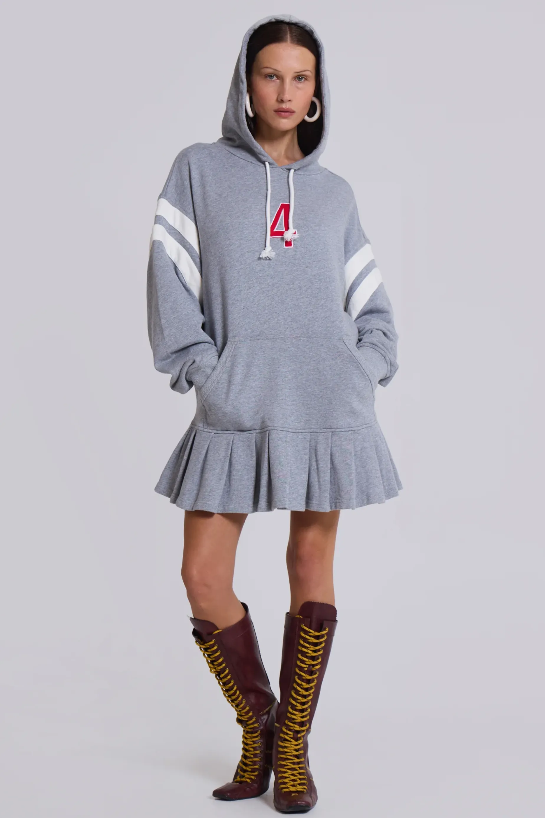 Jaded London 4 or Nothing Sweater Dress in Grey Marl-Women Hoodies & Sweatshirts | Hoodies & Sweatshirts