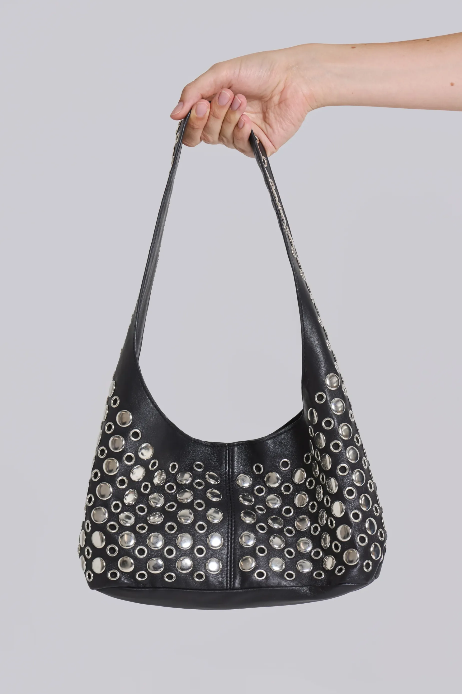 Jaded London Osmium Studded Leather Bag in Black-Women Accessories