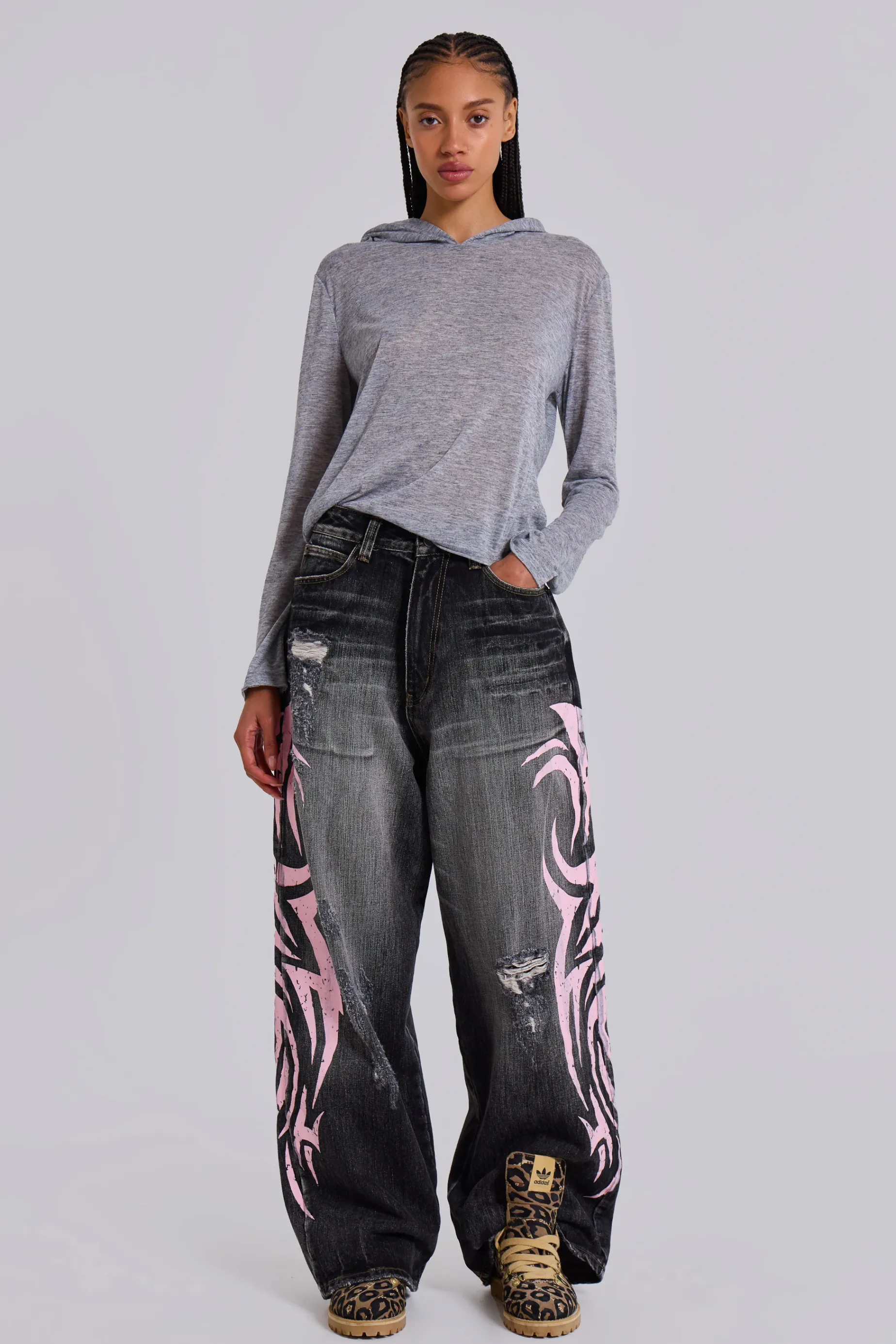 Jaded London Pink Blade XL Colossus Jeans-Women Statement Jeans | Baggy Jeans