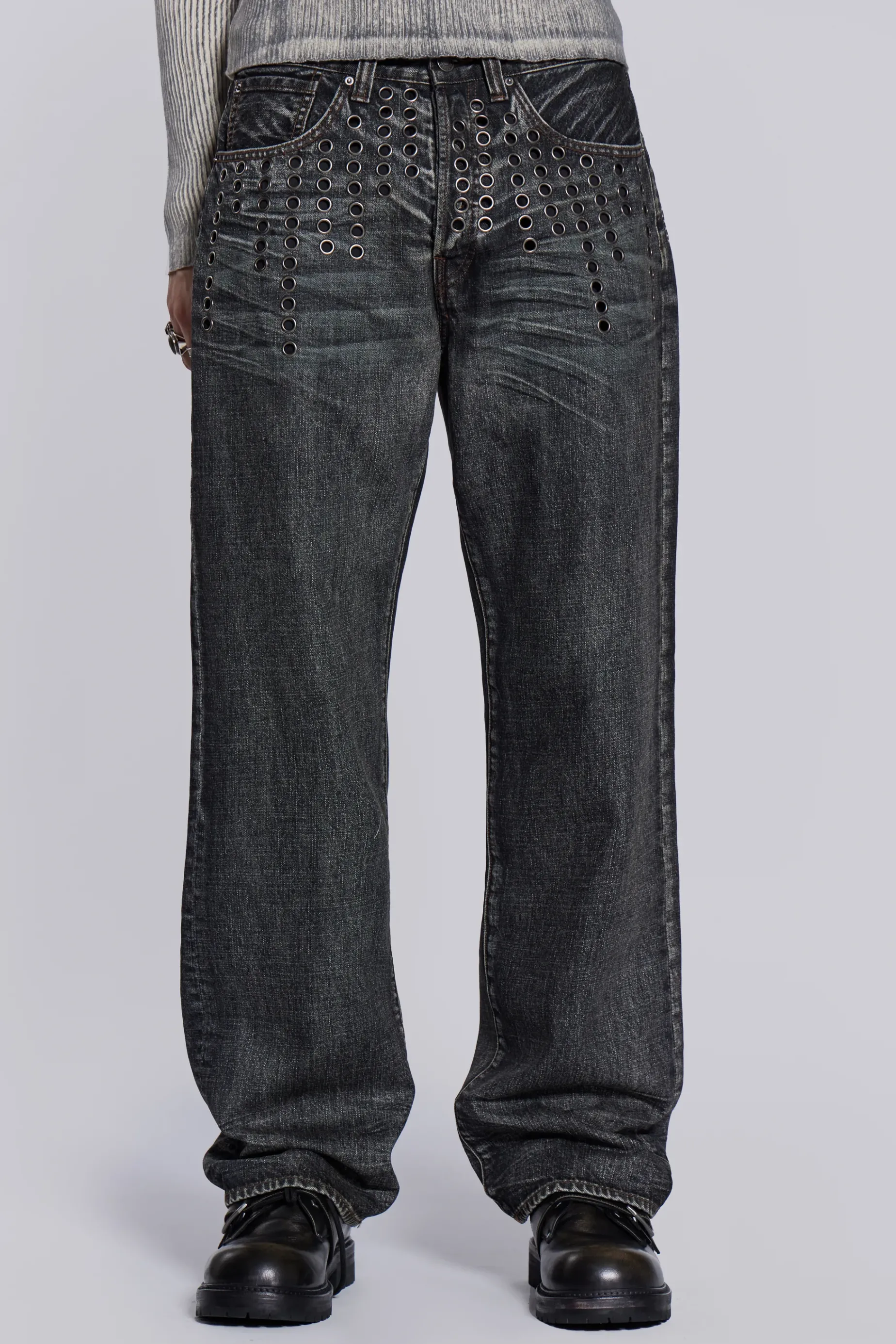 Jaded London Puncture Jeans- Slim/straight Jeans | Baggy Jeans