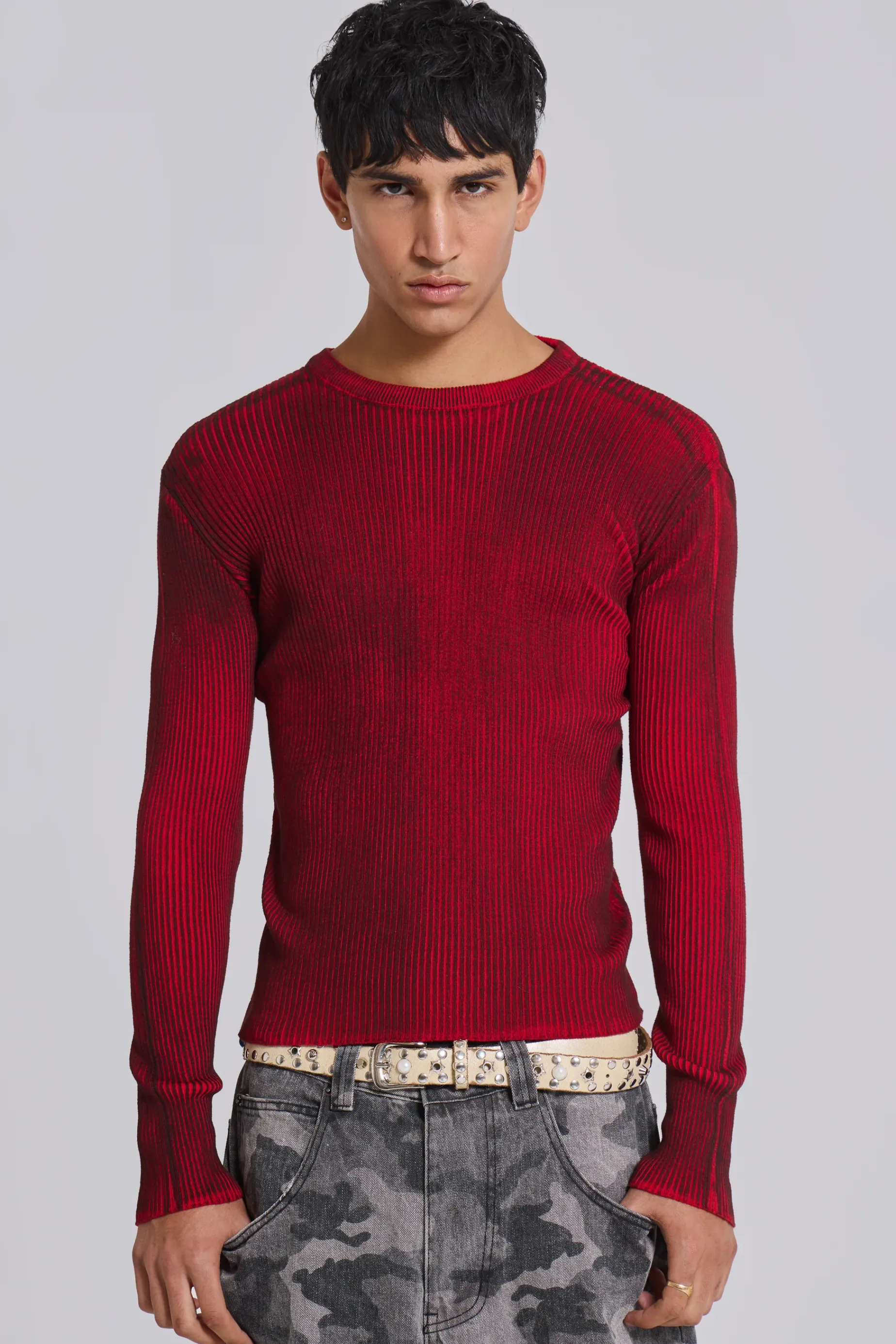 Jaded London Red Scrape Knit- Knitwear | Knitwear