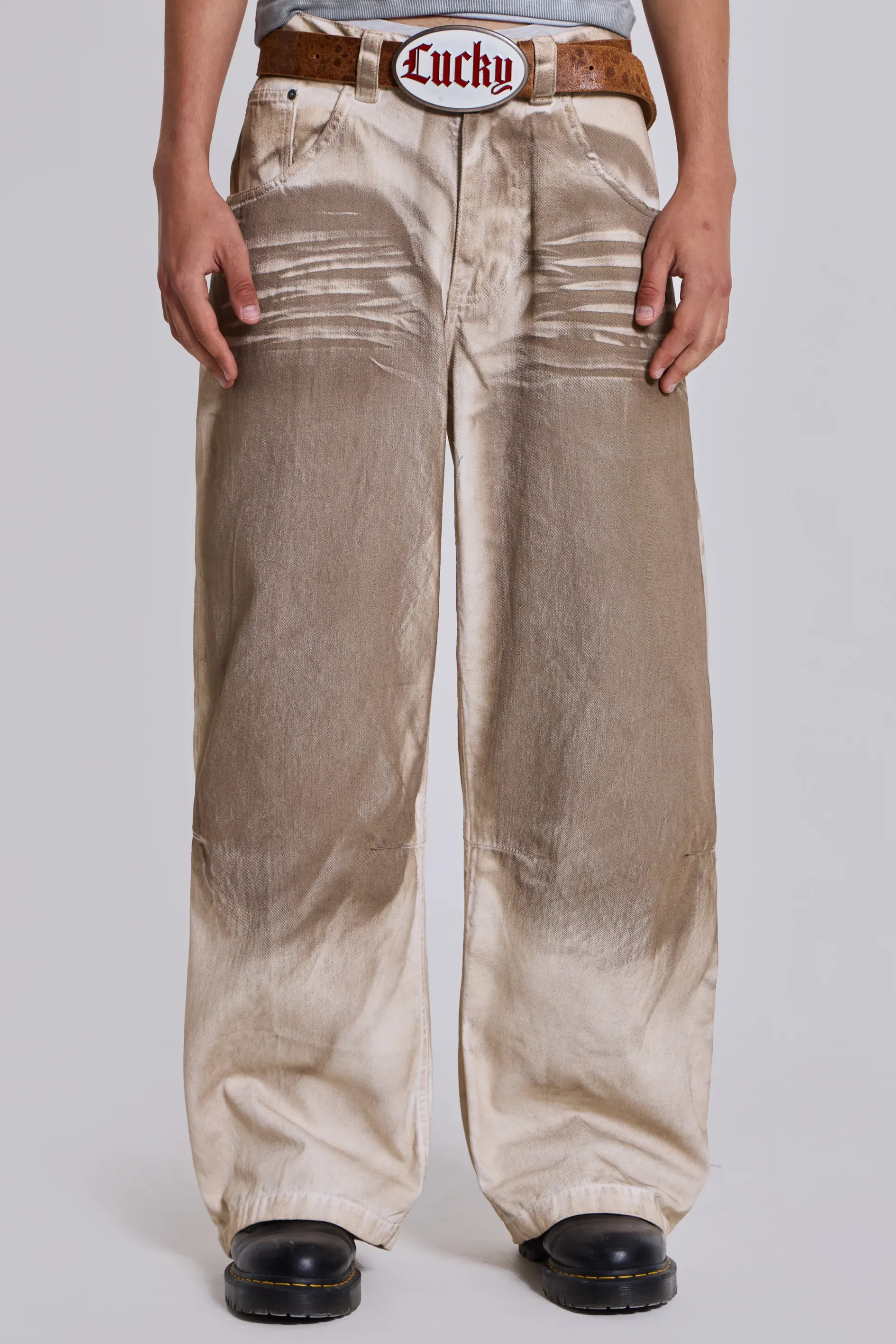 Jaded London Sand Oil Wash Colossus Jeans- Baggy Jeans | Colossus Jeans