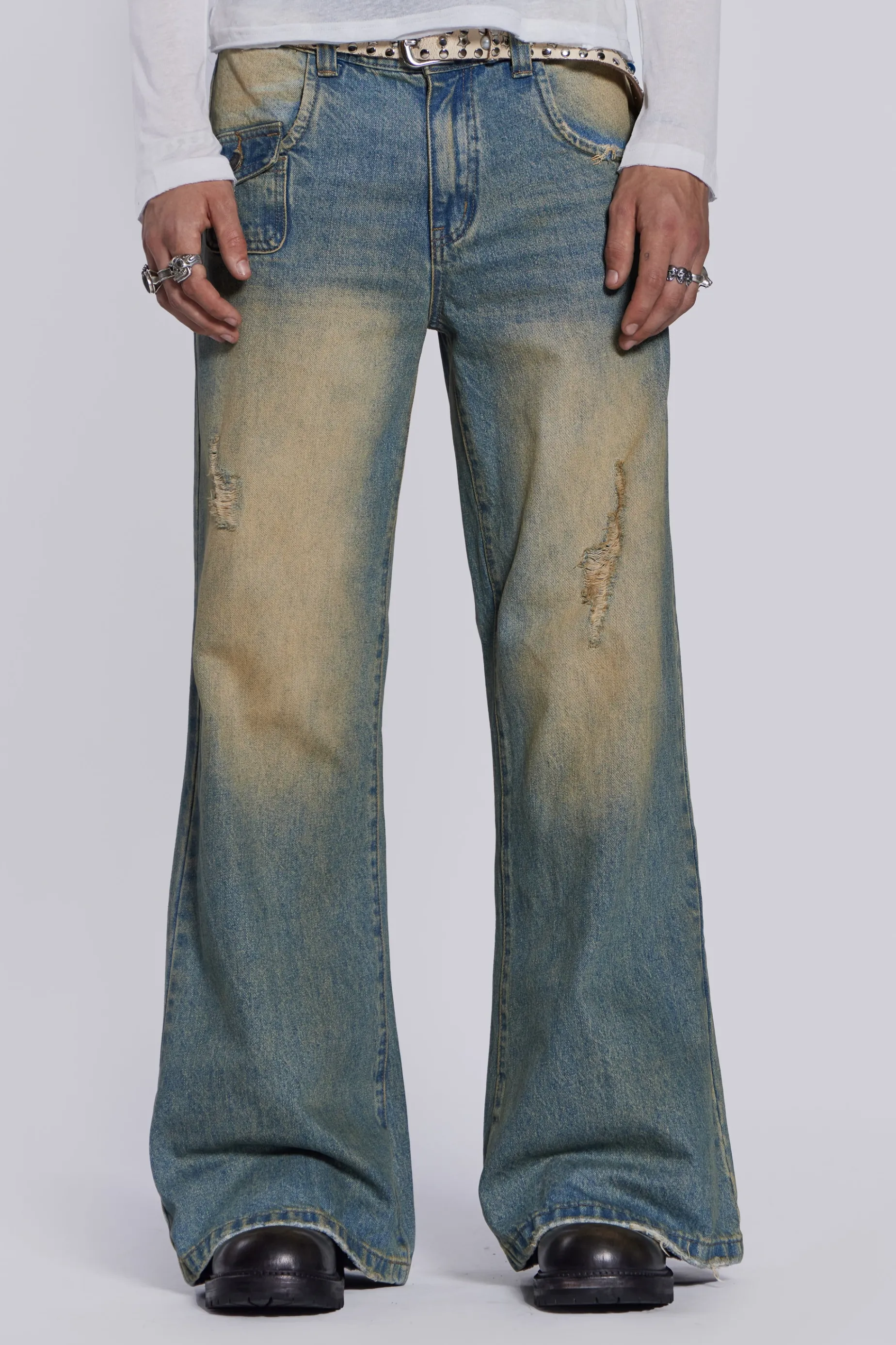 Jaded London Sandwash Blaze Jeans- Bootcut Jeans