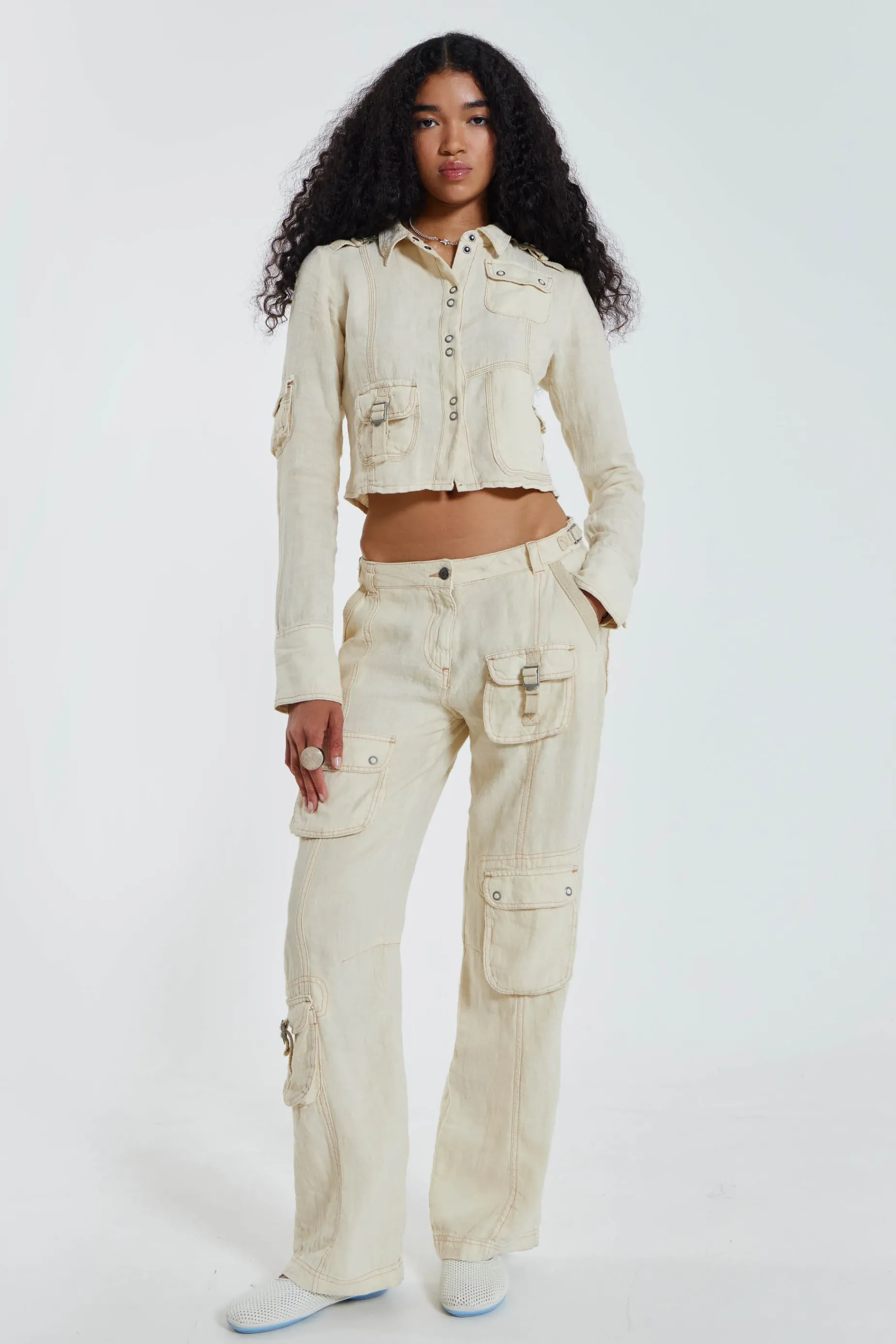 Jaded London Santal Linen Cargo Trousers-Women Cargo Pants | Trousers & Pants