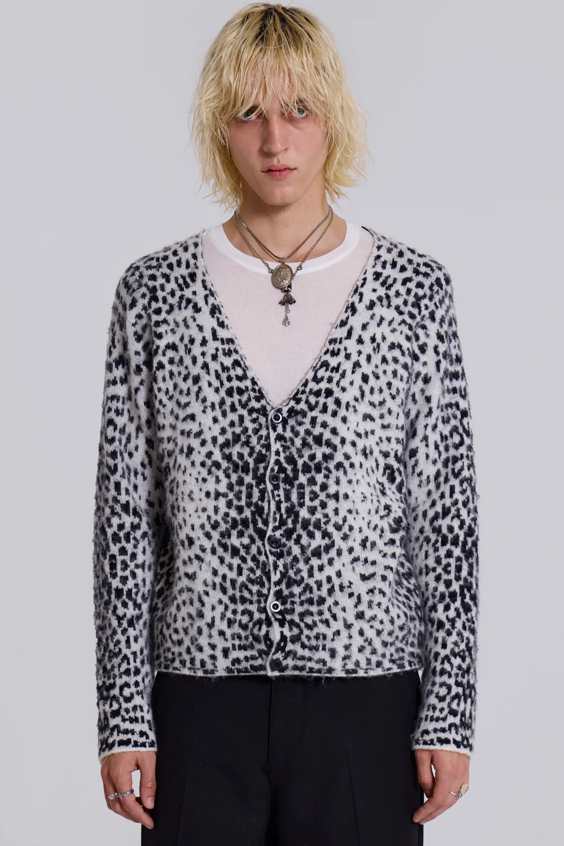 Jaded London Snow Leopard Chuck Cardigan- Knitwear | Knitwear