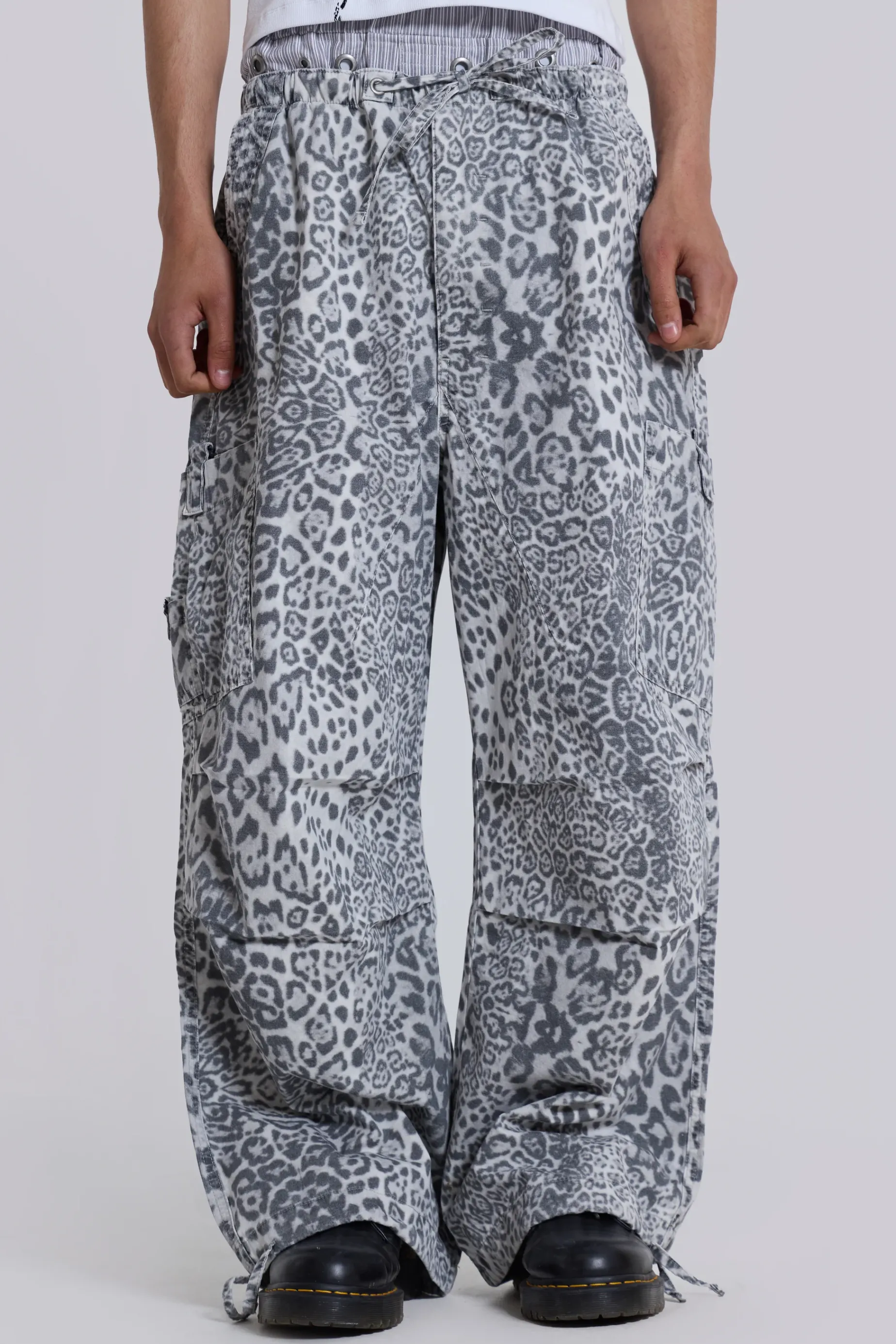 Jaded London Snow Leopard Parachute Pants- Parachute Pants | Parachute Pants