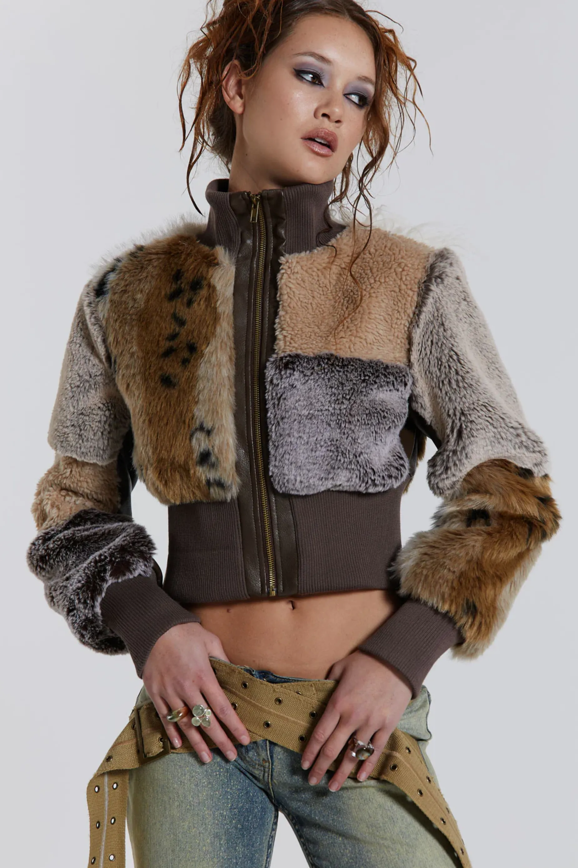 Jaded London Soho Faux Fur Bomber Jacket-Women Faux Fur Jackets & Coats