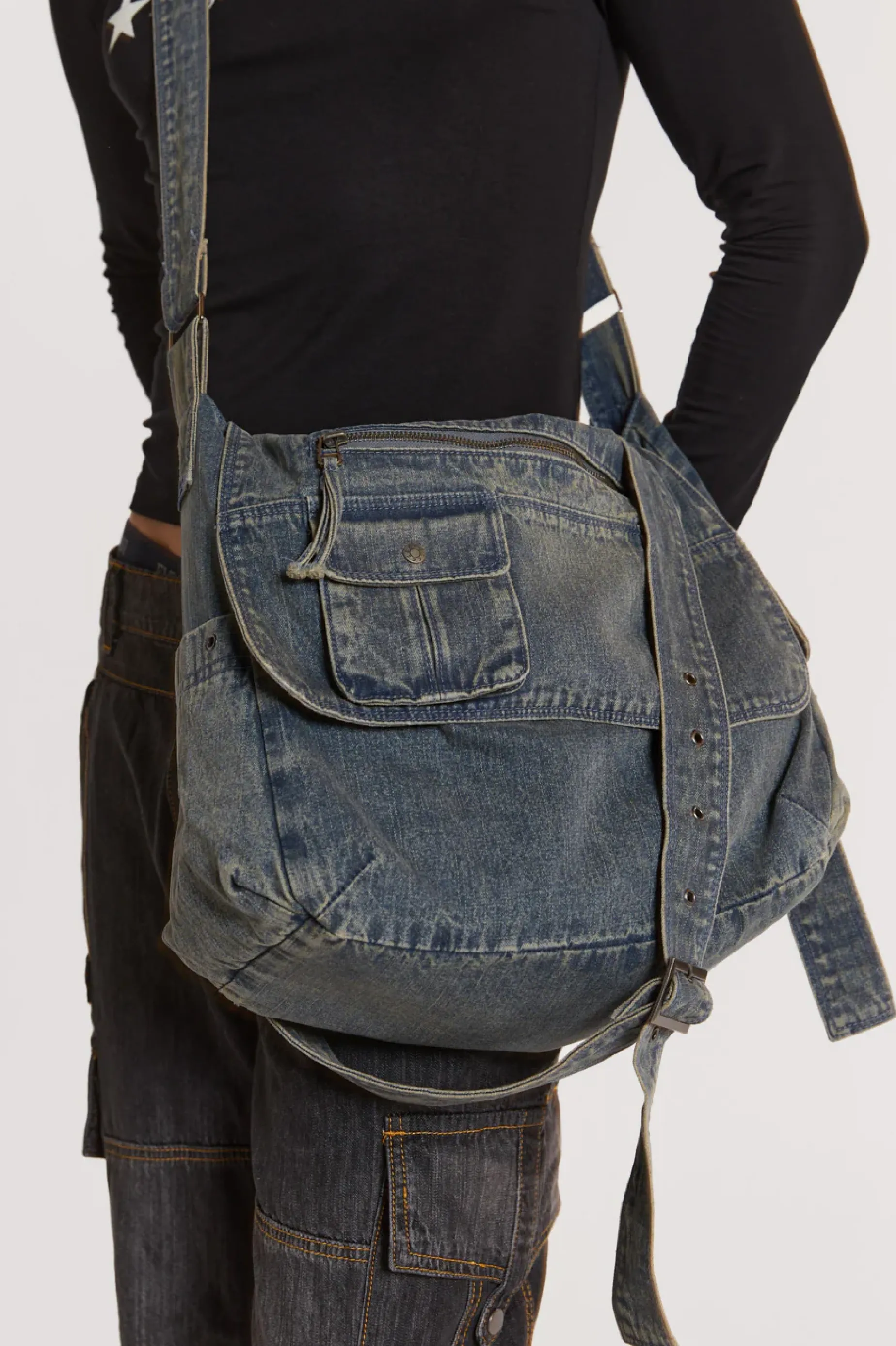 Jaded London Stellar Denim Messenger Bag- Accessories