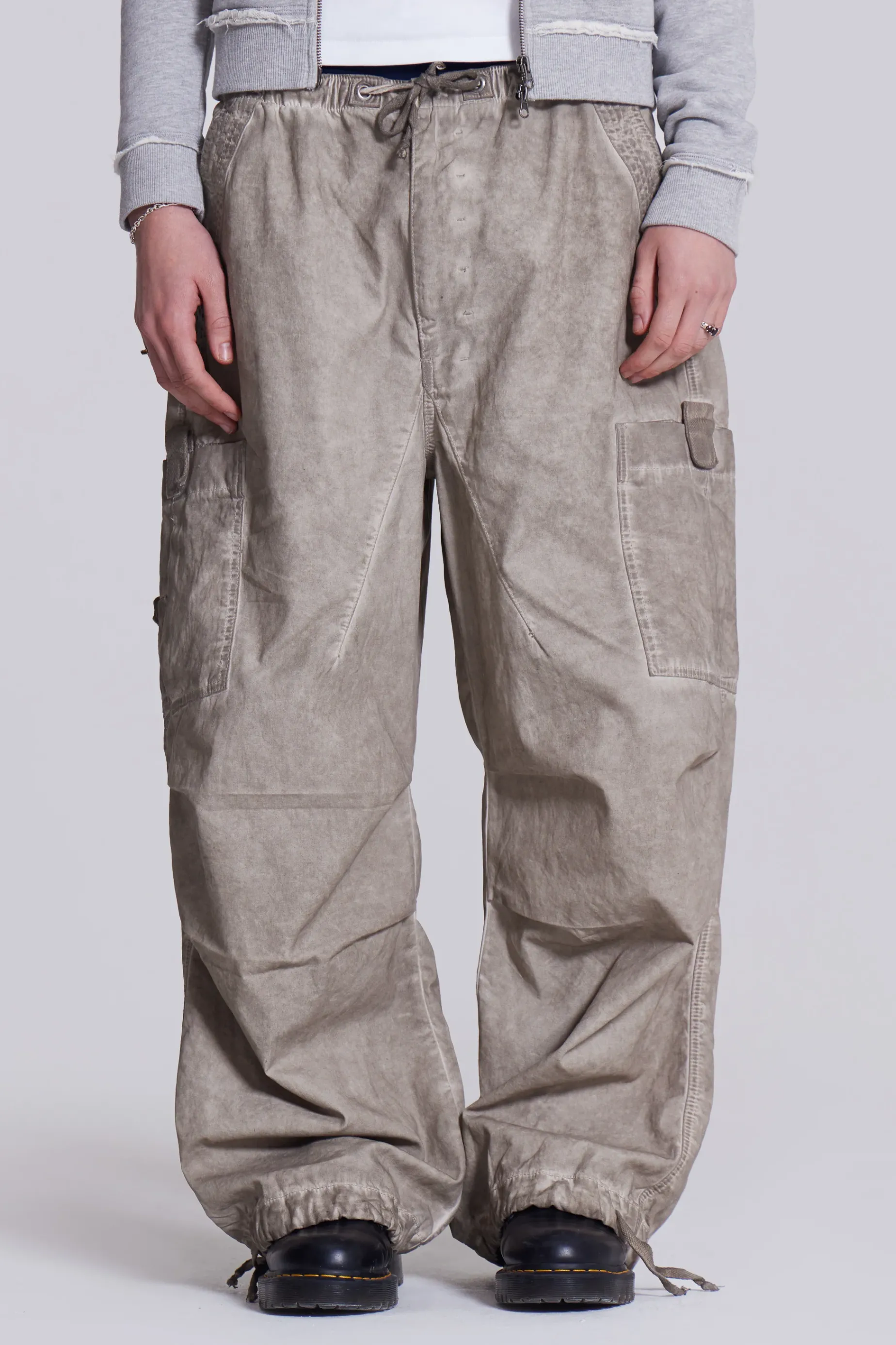 Jaded London Stone Oil Wash Parachute Pants- Parachute Pants | Parachute Pants