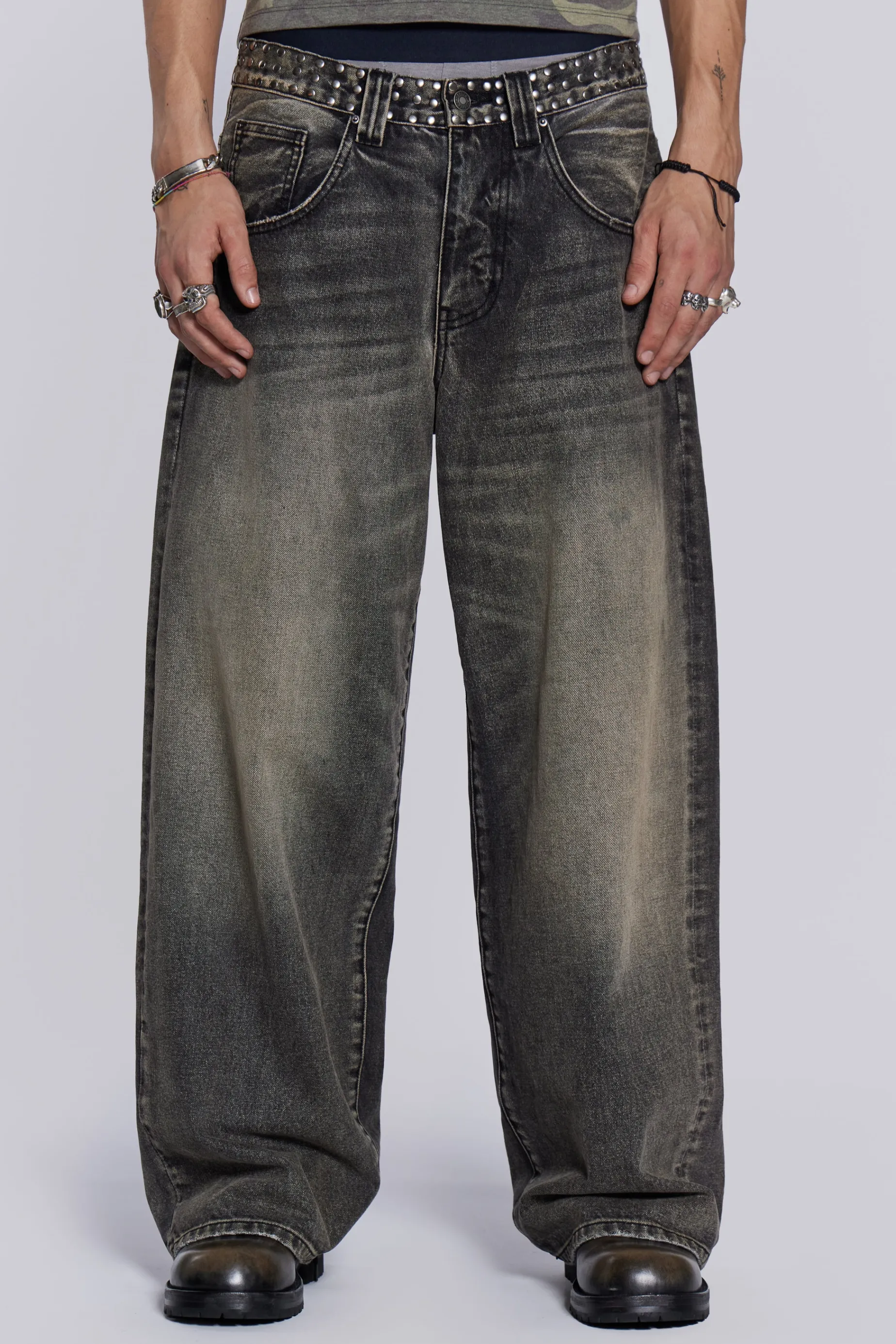 Jaded London Stud Colossus Jeans- Baggy Jeans | Colossus Jeans