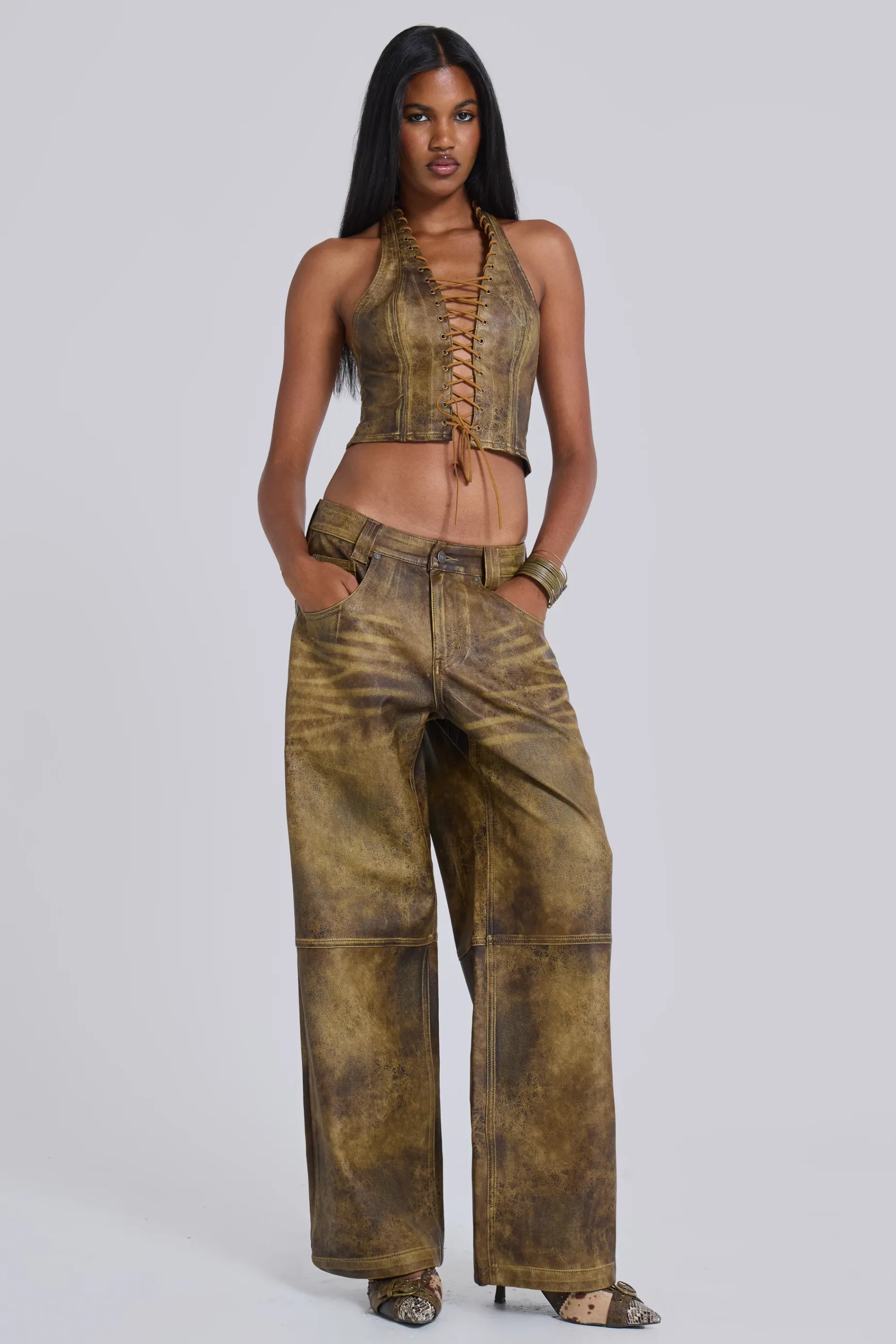 Jaded London Vaca Faux Leather Colossus Trousers-Women Colossus Jeans | Trousers & Pants