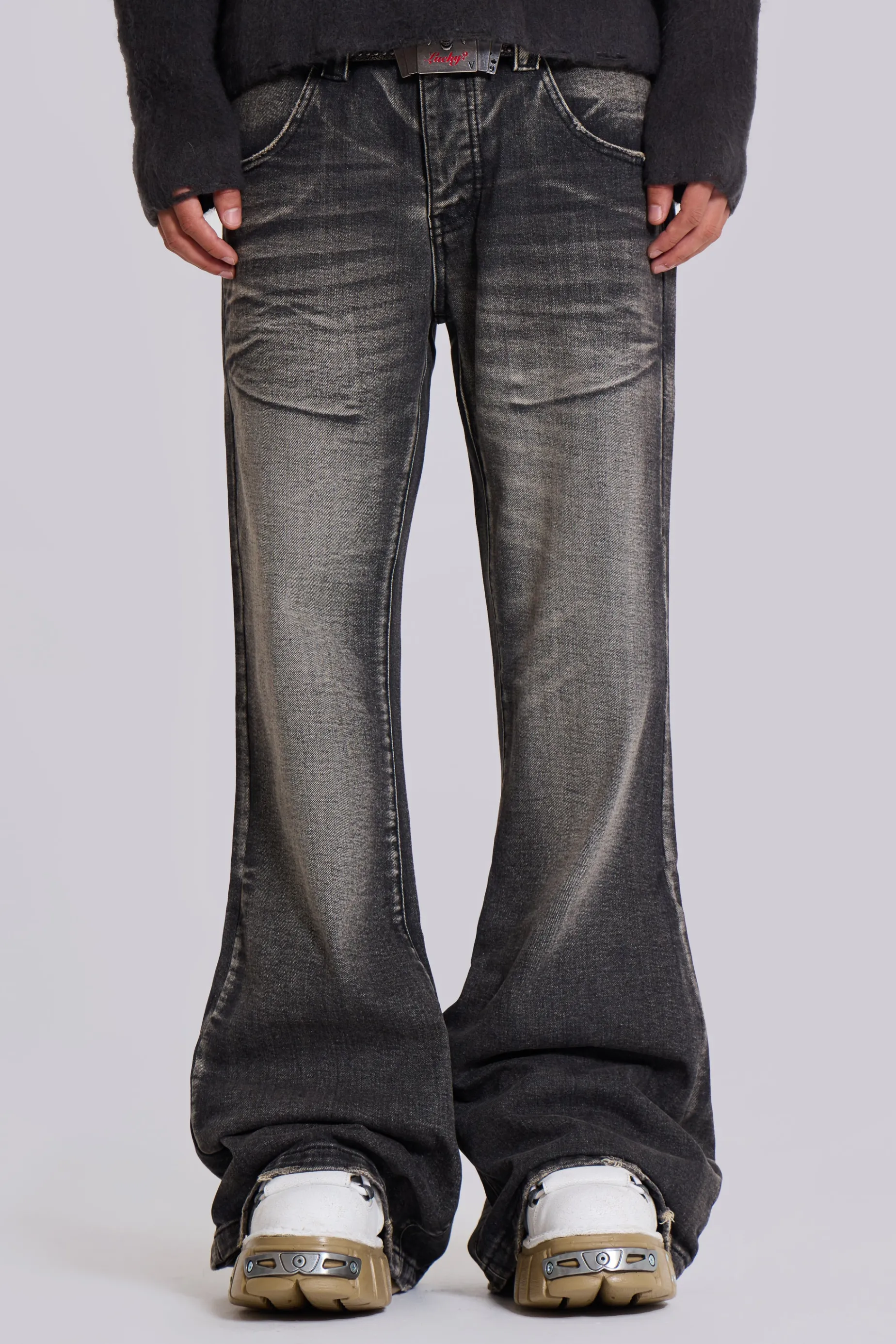 Jaded London Washed Black Blaze Jeans- Bootcut Jeans