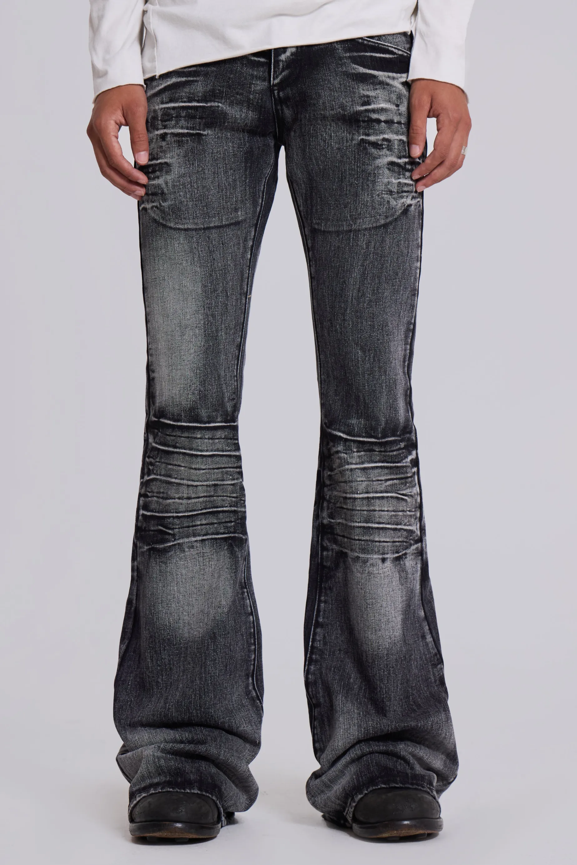 Jaded London Washed Black Drift Jeans- Bootcut Jeans