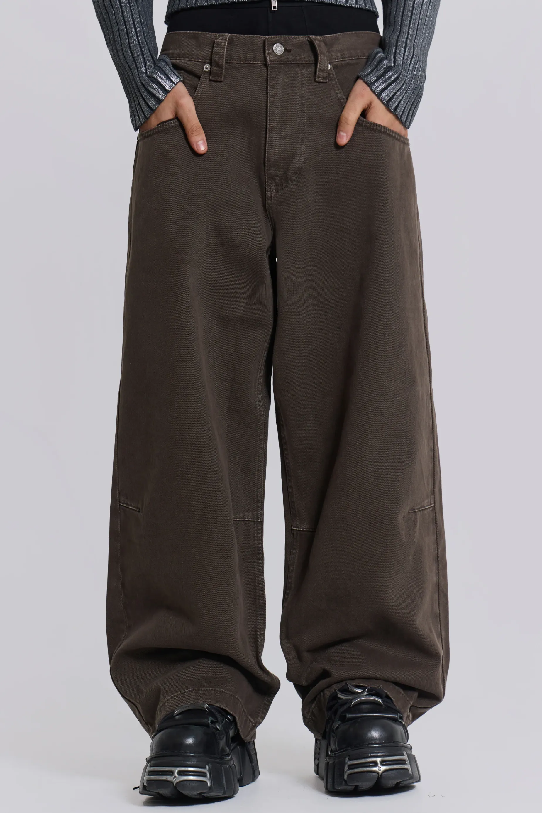 Jaded London Washed Brown Colossus Jeans- Baggy Jeans | Colossus Jeans