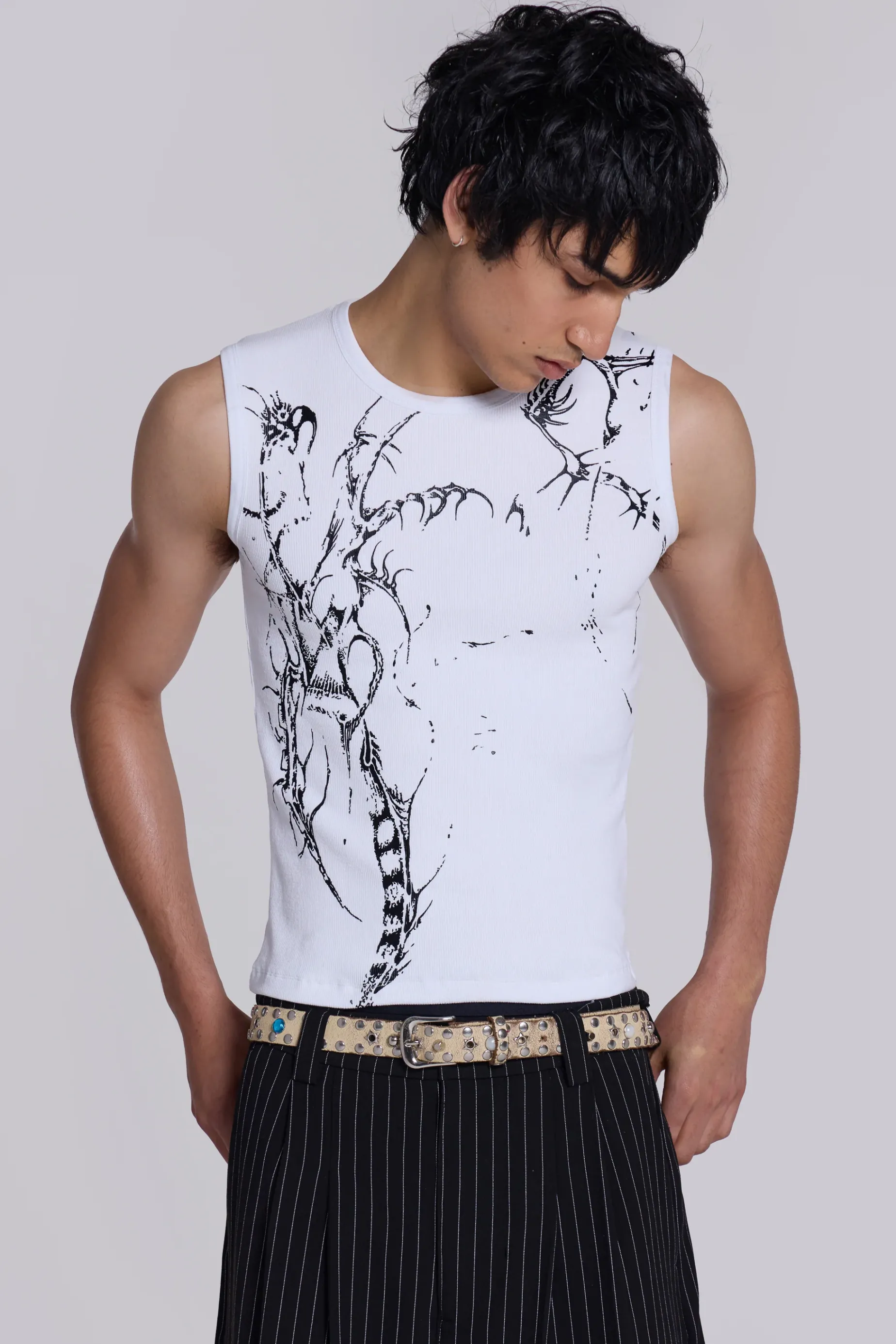 Jaded London White Astora Rib Vest- T-shirts & Vests | Tops