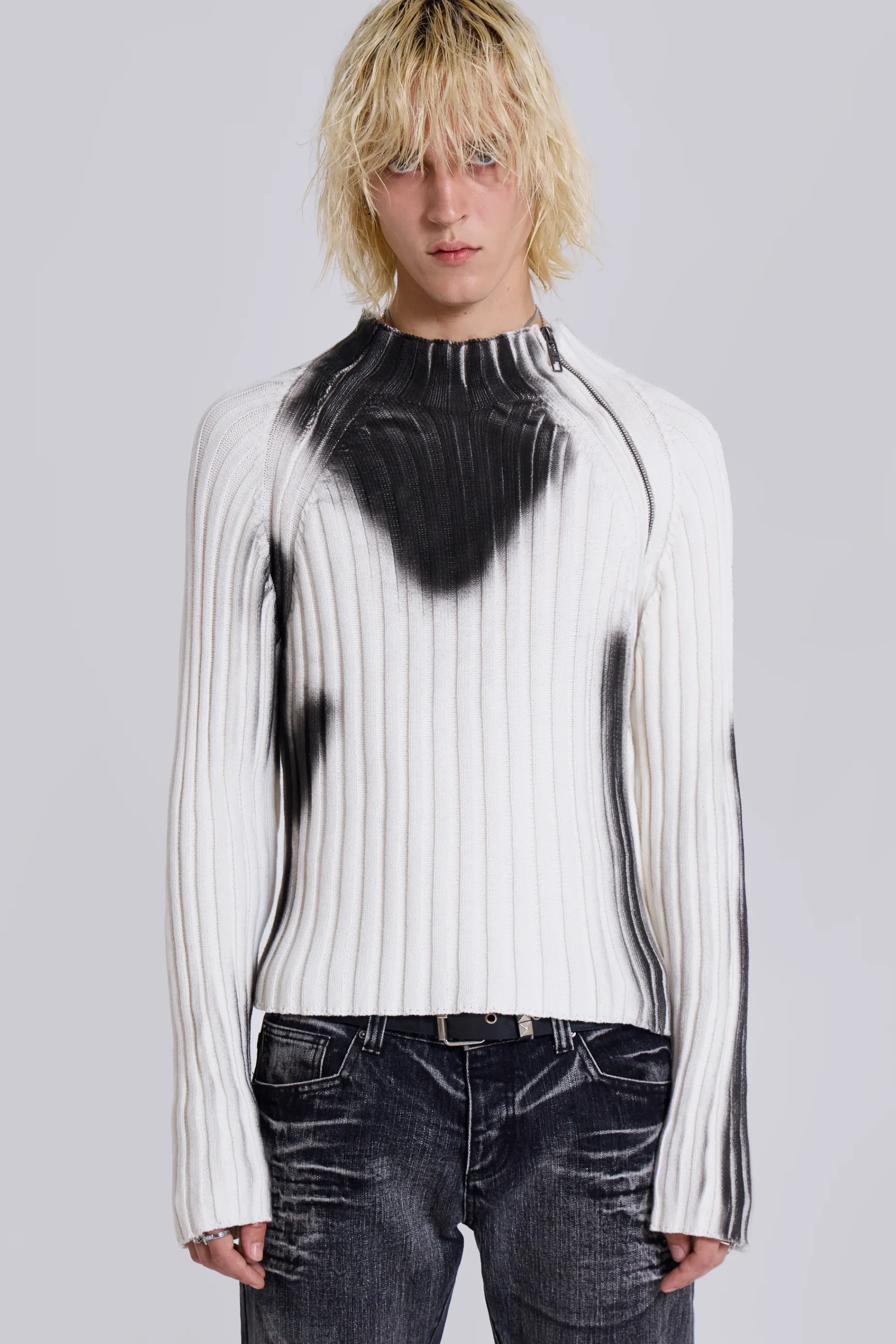 Jaded London White Asymmetric Luster Knit- Knitwear | Knitwear