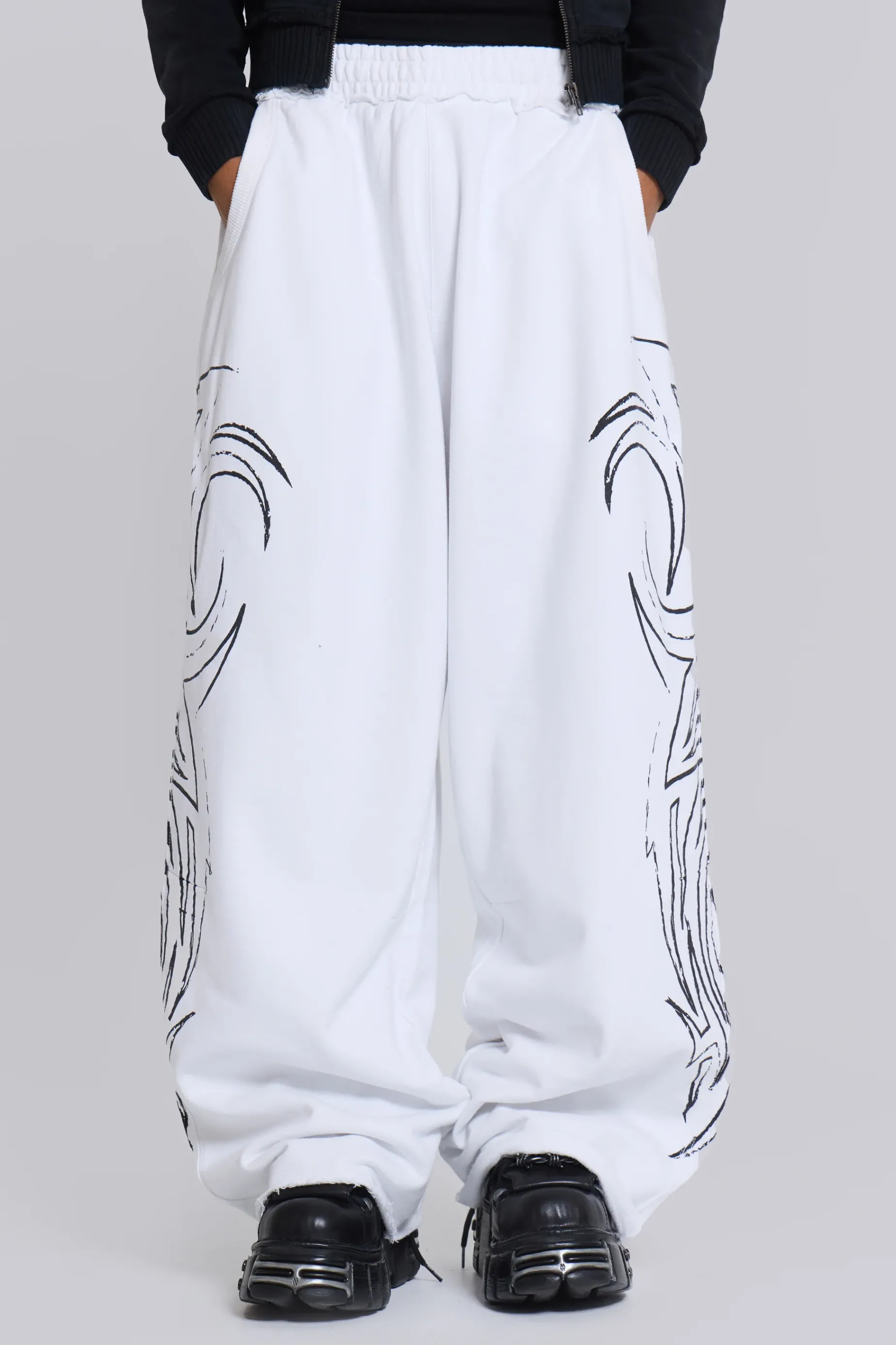 Jaded London White Baggy Blade Joggers- Joggers & Sweatpants | Baggy Joggers & Sweatpants