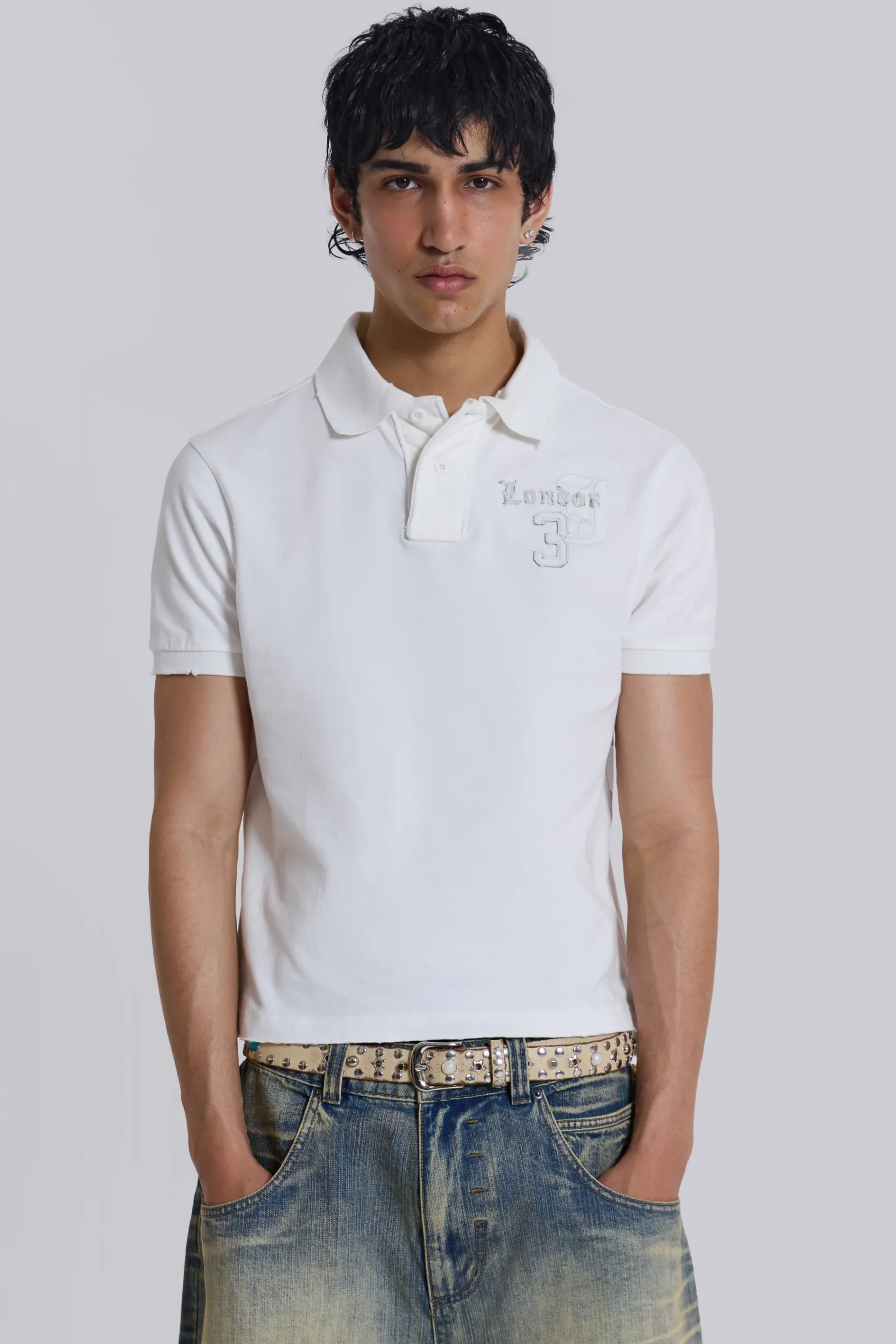 Jaded London White Frat Polo Shirt- Polos | Tops