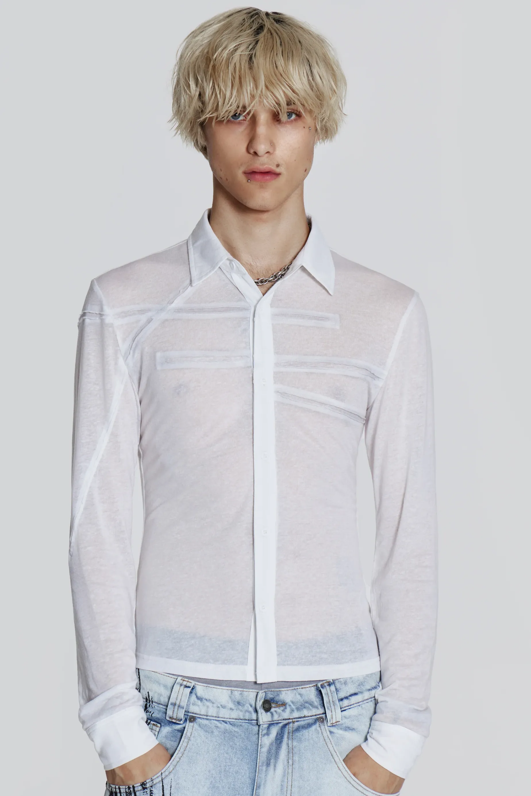 Jaded London White Rift Shirt- Tops