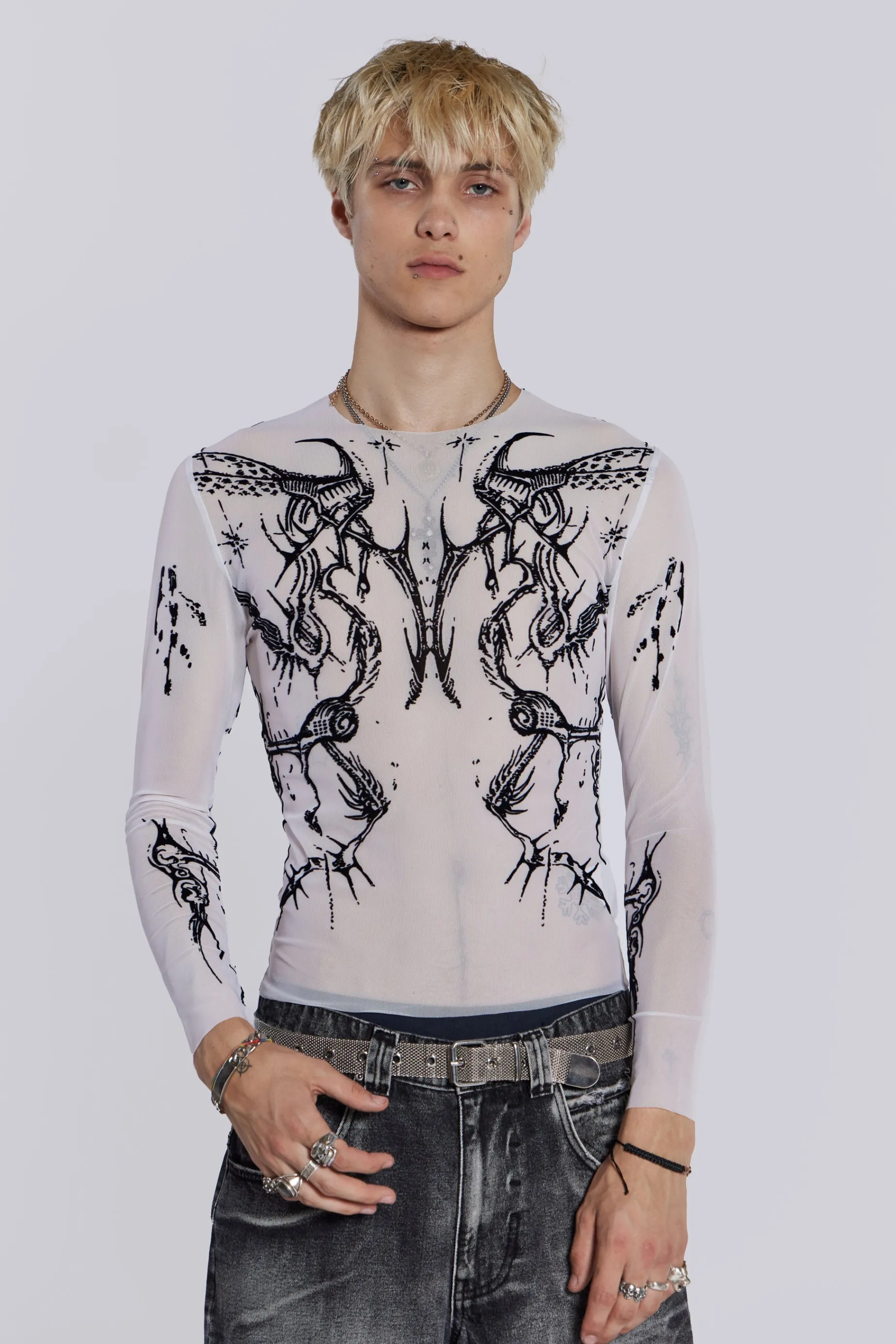 Jaded London White Wings Mesh Top- T-shirts & Vests | Tops